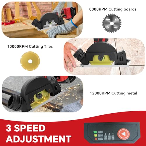 Cordless Mini Circular Saw for Milwaukee 18V Battery, 4" Brushless Power Circular Saws, 12000RPM Small Circular Saw, 2 Blade, Cutting Depth 0.8"(20mm) for Metal, Wood, Plastic(No battery)