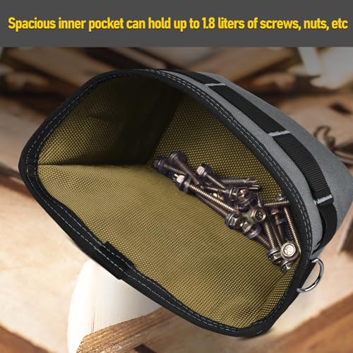 Tool Pouch Nails Screws Bag with Belt Clip (XL, Gray) - color: gray