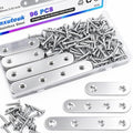 mxuteuk 96PCS Stainless Steel Straight Flat Brackets,Metal Bracket,Mending Plate,Metal Brackets for Wood (50mm/80mm/100mm) - color: Silver-50/80/100mm