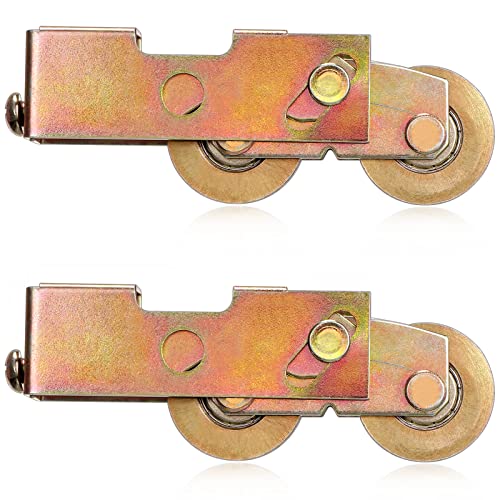 2 Pack Sliding Door Rollers Replacement, 1-1/4" Steel Ball Bearing Wheels