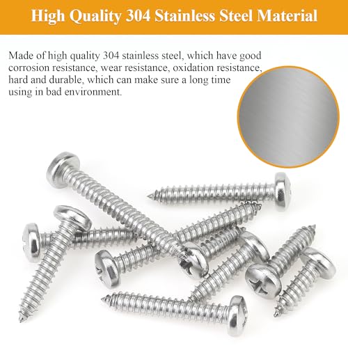 45 Pieces #14 x 3/4" 1" 1-1/4" 1-1/2" 2" Wood Screws Set, Phillips Pan Head #14 Self-Tapping Screws Assortment Kit, 304 Stainless Steel - size: #14, style: Phillips Pan Head
