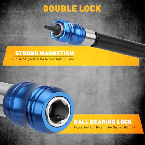 15" Drill Bit Extension Set, Magnetic Drill Screwdriver Bit Holder Extender with Aluminum Sleeve, 1/4 Inch Hex Shank Quick Release Extension Adapter - style: 15" Drill Bit Holder