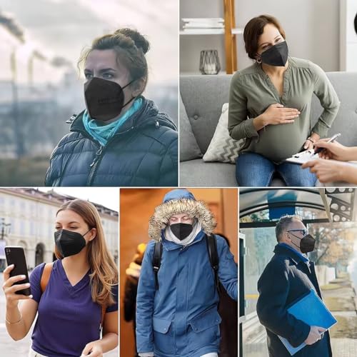 100PCS KN95 Black Face Masks,5-Ply Breathable Cup Dust Masks for Adult - color: Black-100pcs