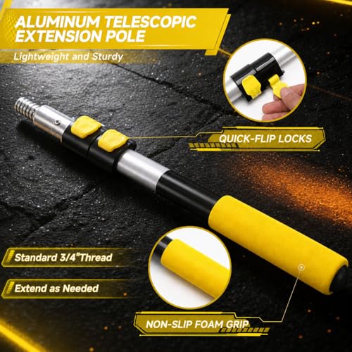 1.4–3 FT Telescoping Pole, Paint Roller Extension Handle with Threaded Metal Tip for Indoor Painting, Dusting and Window Cleaning (Yellow) - size: 3 FT Yellow