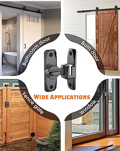90/180 Degree Barn Door Latch Lock with Spacer, Grey, 2 Pack - color: Grey-2Pcs