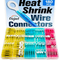 180Pcs Heat Shrink Wire Connectors Kit - Waterproof Marine Automotive Battery Electrical Crimp Terminals Set, Ring Fork Spade Butt Splices