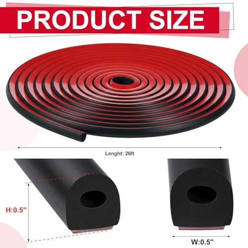 Pangda 26ft Foam Rubber D Shape Seal Strip 0.5" W x 0.5" H Self Adhesive EPDM Rubber Weather Stripping RV Slide Out Seal Heavy Duty Automotive Weather Stripping for Car Truck RV Boat Home - size: 26ft, style: 0.5" W X 0.5" H