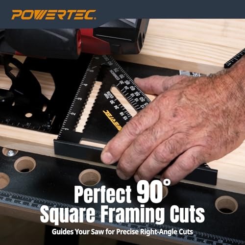 POWERTEC 7" Aluminum Rafter Square, Speed Framing Square (72322) - style: 7" Rafter Square