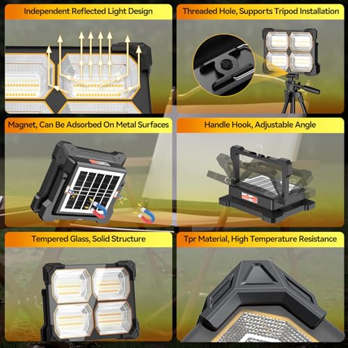 500W 52000LM Solar LED Work Light, 52000mAh Rechargeable, Magnetic IP66 - color: White