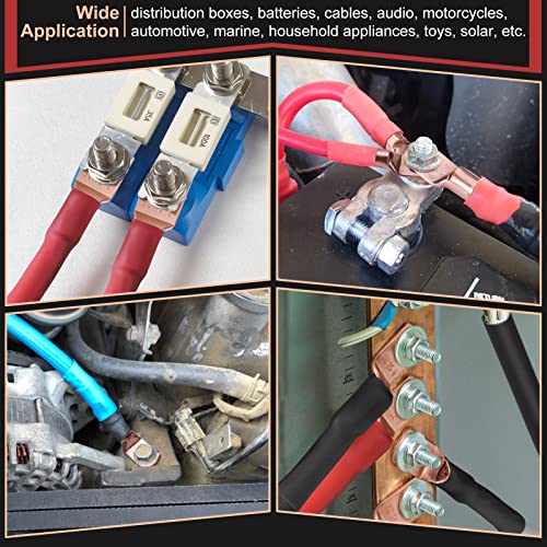 200pcs Battery Cable Ends, Copper Wire Lugs AWG 2 4 6 8 10 Gauge - 100Pcs Battery Cable Lugs Ring Terminal Connectors with 100Pcs Heat Shrink Assortment Kit for Marine Automotive Electrical Supplies