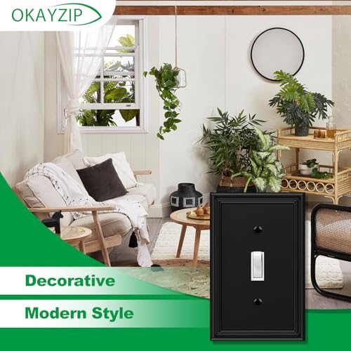 4 Pack Matte Black Decorative Single Toggle Light Switch Covers Plate - size: 1 Toggle 4 Pack