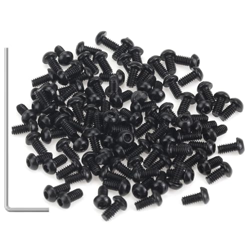 105 Pieces M2 x 4mm Button Head Socket Cap Screws, Thread Pitch 0.4mm, Sutemribor M2 Black Screws, 10.9 Grade Alloy Steel, Black Oxide Finish, Fully Threaded - size: M2 x 4mm, style: Button Head