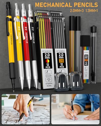 STAGEEK 34 Pack Carpenter Pencils with Sharpener