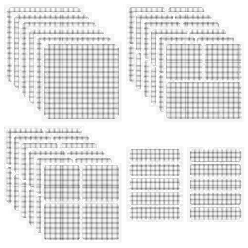 20Sheets Window Screen Patches Repair Kit, 4 Sizes Black Windows Screen Repair Mesh Tapes Blow Dryer, Self-Adhesive Windows Screen Repair Tapes for Window, Door, Screen Tears Holes