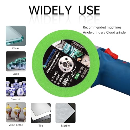 4 inch Tile Cutter Glass Cutting Disc for Angle Grinder, 7/8" Glass Ceramic Diamond Cutting Blade Disc for Grinding Jade, Crystal, Wine Bottles, Tile. (3pcs) - size: 4"