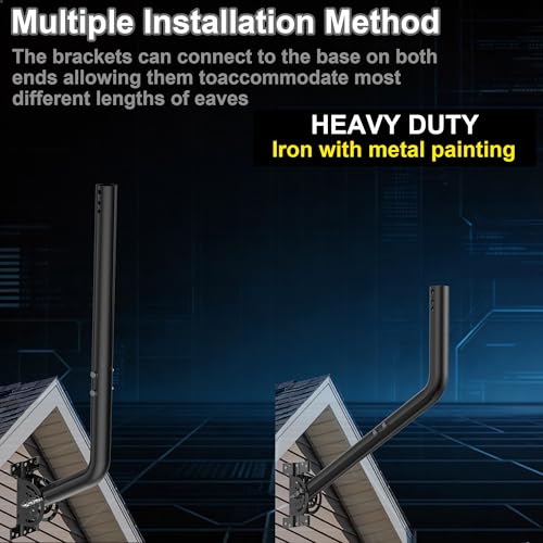 28" Heavy Duty Adjustable Antenna Wall Mount – Iron Spray Paint J-Pole Solid Mast Bracket for Starlink (Adapter Required), TV Antennas, Weather Stations – 1.38" OD Pivot Base (2-Pack Black) - color: 28‘’ Long Wall Mount Black 2-Pack