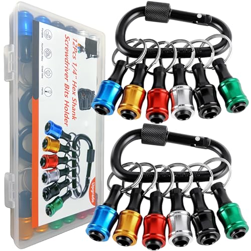 12PCS Bit Holders 1/4 Socket, Hex Shank Screwdriver Bit Holder for Impact Driver Drill Bit Keychain Extension Bar Quick Release Easy Change, Screwdriver Bit Holders for Tools & Home Improvement Gift - color: C01997_12pcs