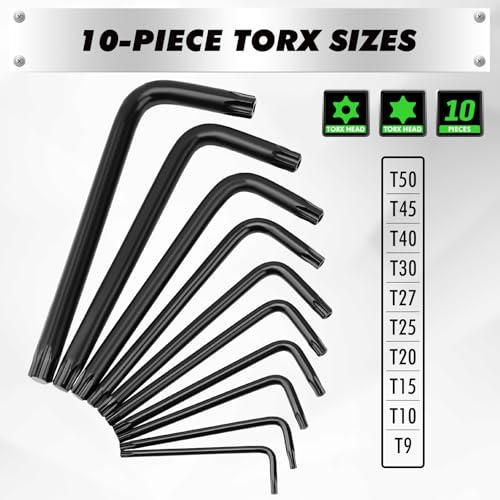 41-Piece Hex Key Allen Wrench Set, Allen Key with Ergonomic Torque Handle, SAE(0.028"-3/8"), Metric(0.7mm-10mm), Torx(T9-T50), Heat Treated Cr-V Steel Wrench Set for Bicycles with 3-Layer Storage Case - style: 41pcs New Version