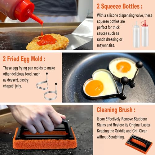 N NOBLE FAMILY 38PCS Griddle Accessories Kit, Professional Grill Tools Set - style: Round Griddle Press