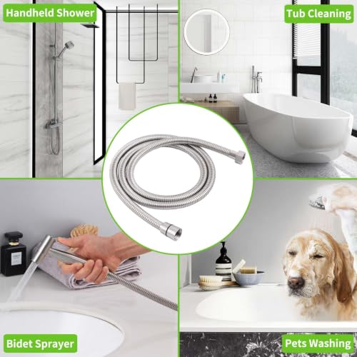 Angle Simple Brushed Nickel Flexible Shower Hose 59 Inches, 1/2" IPS - color: Brushed Steel, size: 59 Inch