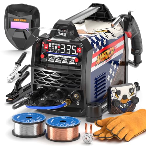 ANDELI 4-in-1 MIG Welder with 2.4GHz Wireless Remote 145A，110V/220V - color: Blue2