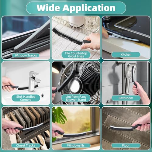 TQRR 2 Pcs Cleaning Brush, Grout Brush, Hard Bristle Crevice Cleaning Brush - color: Gray