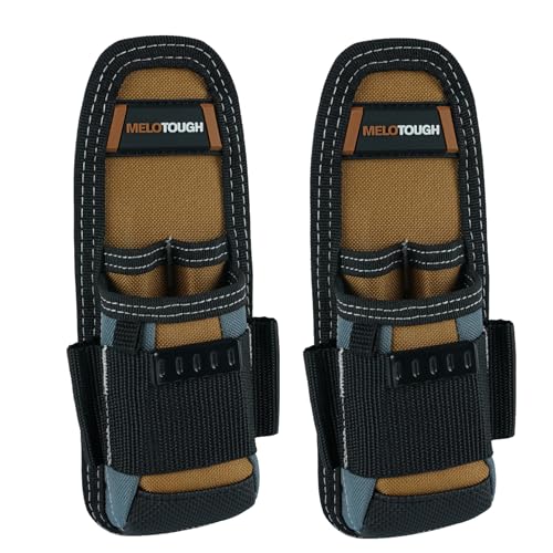 MELOTOUGH Small Tool Pouch with Belt Clip Technician's Clip on Tool Pouch,Pocket Belt Holster Mini Electrican Holder with Sanp Clip (2PACK) - color: Small Tool Pouch with Brown Color