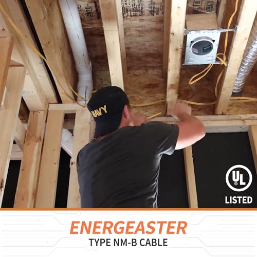 Energeaster Solid Indoor 12/2 W/G NMB Cable 50ft, Electrical Wire, Yellow - size: 50FT, style: 2x12AWG-Yellow