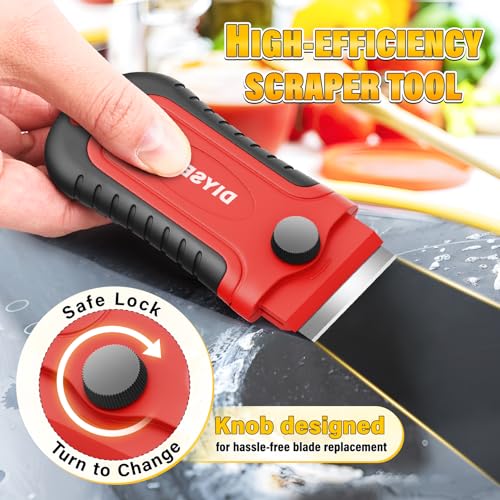 DIYSELF 2 Pack Razor Blade Scrapers with 30 Blades, Paint Scraper Tool - color: Red, size: 2 Pack