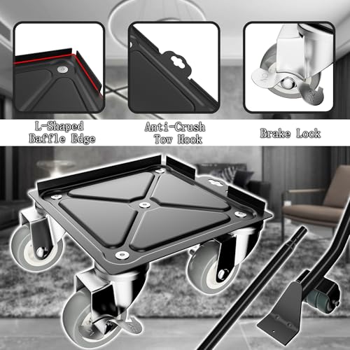 2,400 lb Capacity Furniture Dolly Set, 6.8-Inch Platforms, Black - color: Black, size: 6.8x6.8 IN