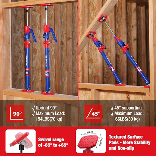 WORKPRO Cabinet Jacks, 23-5/8" to 45-1/4" Adjustable Support Pole, 2-Pack - size: Medium-23.6"-45.3" 2PC