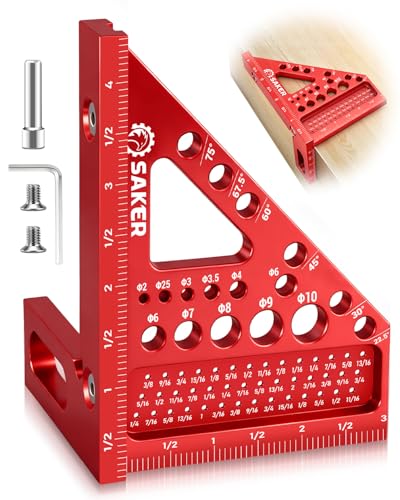 Saker 3D Multi-Angle Measuring Square Tool, Aluminum Alloy Carpenter Square - size: 4.4inch