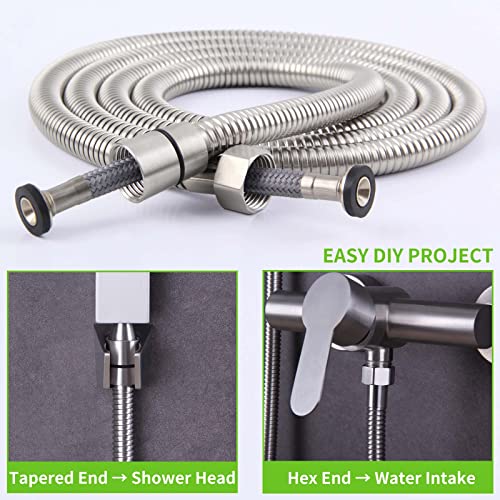 Angle Simple Replacement Handheld Shower Hose 79", 1/2" IPS, Brushed Nickel - color: Brushed Steel, size: 79 Inch