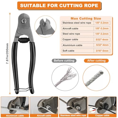TooTaci 1/8" Wire Rope Kit, 100FT Vinyl Coated 304 Stainless Steel Cable