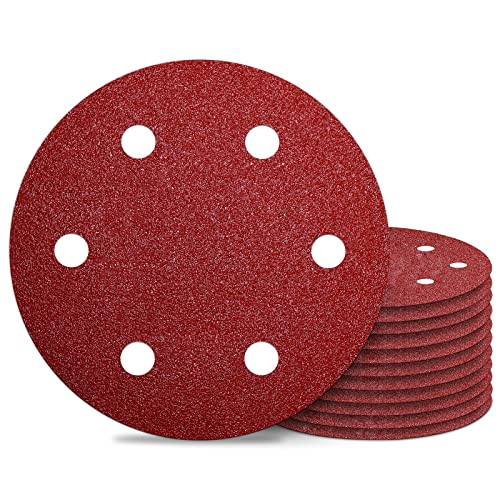 Awutzut 9 Inch 6 Hole Sanding Discs 40 Grit Hook and Loop for Drywall Sander 12PCS - style: 40 Grit