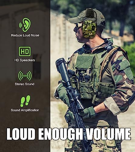 Upgrade Bluetooth 5.4 Shooting Ear Protection with Sound Amplify Electronic Digital Safety Ear Muffs Slim Hearing Protector for Shooting Hunting Gun Range - Digital Camo - style: Bluetooth Earmuffs(camo)