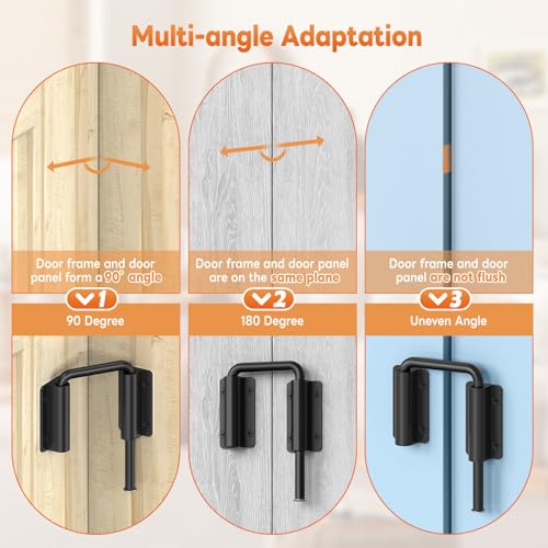 Upgraded Sliding Door Loop Lock, Gate Latches, Black - color: Black-1PC