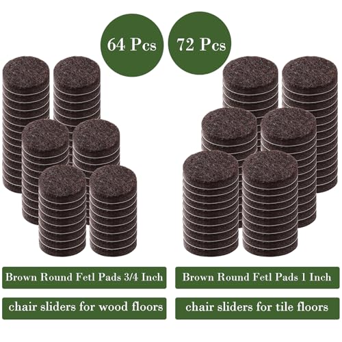 Fursafe&Q Felt Furniture Pads, Furniture Felt Pads for Hardwood Floors -Self Adhesive Chair Leg Floor Protectors, Protect from Nicks, Dents and Scratches, Chair Feet Protectors 136 Pcs Chair Feet - size: 136 Pcs Brown Round Felt Pads