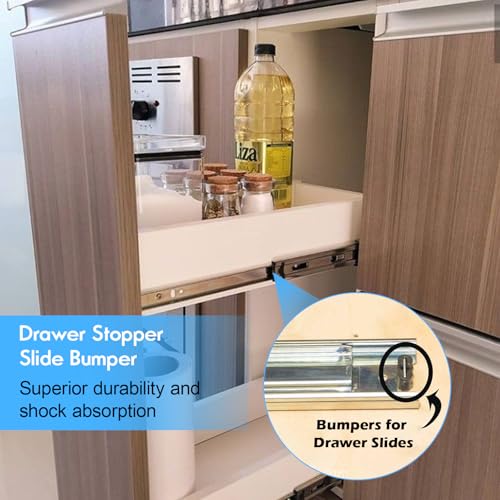 Rubber Drawer Stopper Slide Bumper 30 Pack | Drawer Slides End Stoppers Replacement Parts for Kitchen Cabinets, Wardrobes, Furniture Drawers