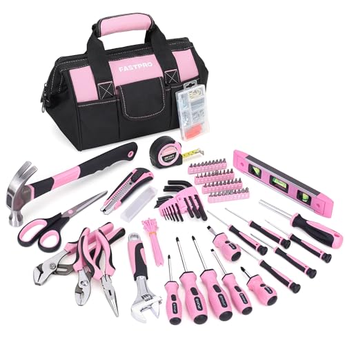 FASTPRO 220-Piece Pink Tool Set, Home Repairing Tool Kit for Women - color: Pink