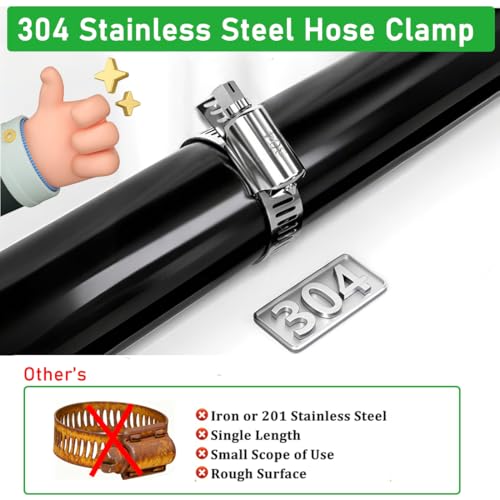 210pcs Stainless Steel Worm Gear Hose Clamps with Size 1/4"-2"(6-51mm) - size: 210pcs