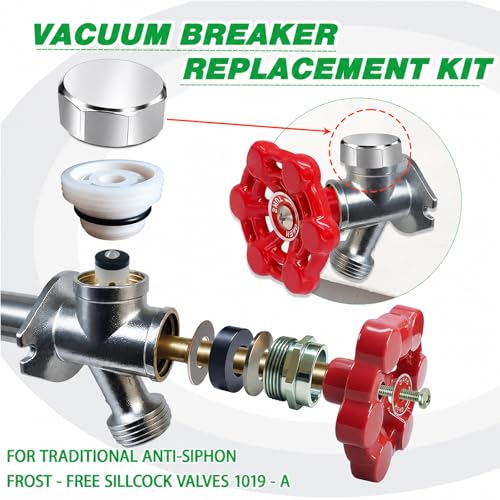 Silver Metal ASSE 1019-A Vacuum Breaker Check Valve Repair Kit, Anti-Siphon Replacement Parts, Corrosion Resistant, Chrome Plated Brass Top Cover, Plastic Body, Plunger & O-Ring, 1 Pack - color: silver metal