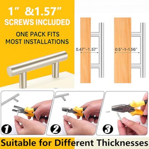 35 Pack | Brushed Nickel Cabinet Pulls 3 Inch – German Krupp Stainless Steel Cabinet Handles Silver, CNC Precision ±0.01mm, Family Kitchen Renovation Set, Durable and Unified Look - color: Brushed Nickel, size: 3 inch Hole Center