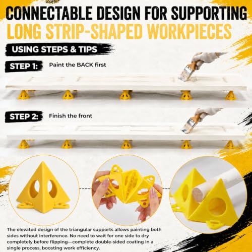RUGLAMZHIP 50pcs Painters Pyramids, Painters Pyramid Stands | Painter's Stands & Mini Tripods for Door Risers, Cabinet Doors, Paint Tent, Woodworking Tools, Cabinet Pouring Accessories - style: Yellow-50pcs