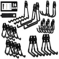AOBEN 24PCS Garage Hooks, Heavy Duty Double Garage Hanger Organizer Wall Mount Iron Anti-Slip Garage Storage Hooks for Ladder, Power Tool,Bike,Ropes（23 Hooks & 1 hoder Strap-Black - size: 24PCS BL