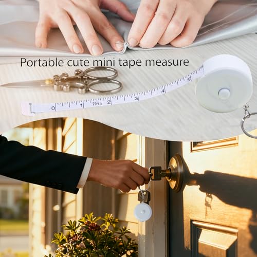 Mini Measure Tape 79 Inch/2M Dual Sided Retractable Tape Measuring for Body,Sewing, Cloth, Furniture,Height (White) - color: White