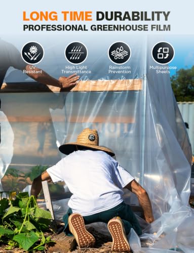 Axgatoxe 6 Mil 10x25 FT Heavy Duty Greenhouse Plastic Sheeting, 1-Roll - size: 10x25 FT