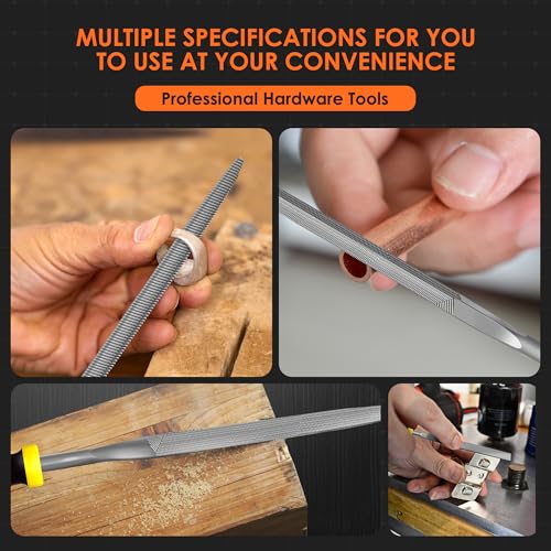 6-Piece Metal Needle File Set - Hardened Alloy Steel | Includes Flat, Warding, Square, Triangular, Round, and Half-Round Files, Ergonomic Handles, For Wood, Metal & Jewelry - color: Black-6pcs