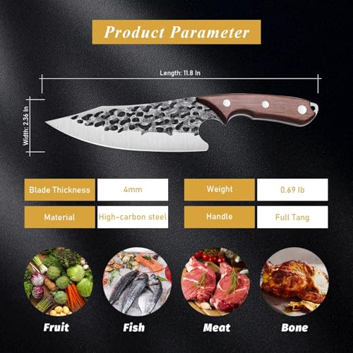 Huusk Japanese Chef Knife with Sheath, Hand Forged Cooking Knives - size: 6.9 inches