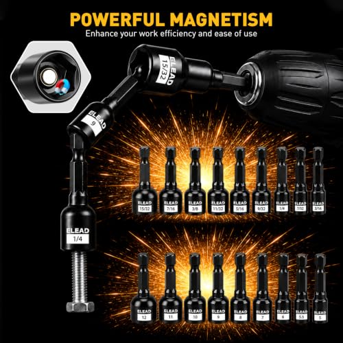 ELEAD 148-Piece Mechanics Tool Set, SAE/Metric 1/4" & 3/8" Drive Socket Set, Magnetic Nut Drivers, Ratcheting Wrenches, Extensions & Adapters, Quick-Release Ratchet, Mechanics Tool for Car Repair - color: 148pcs Mechanics Tool Set Yellow